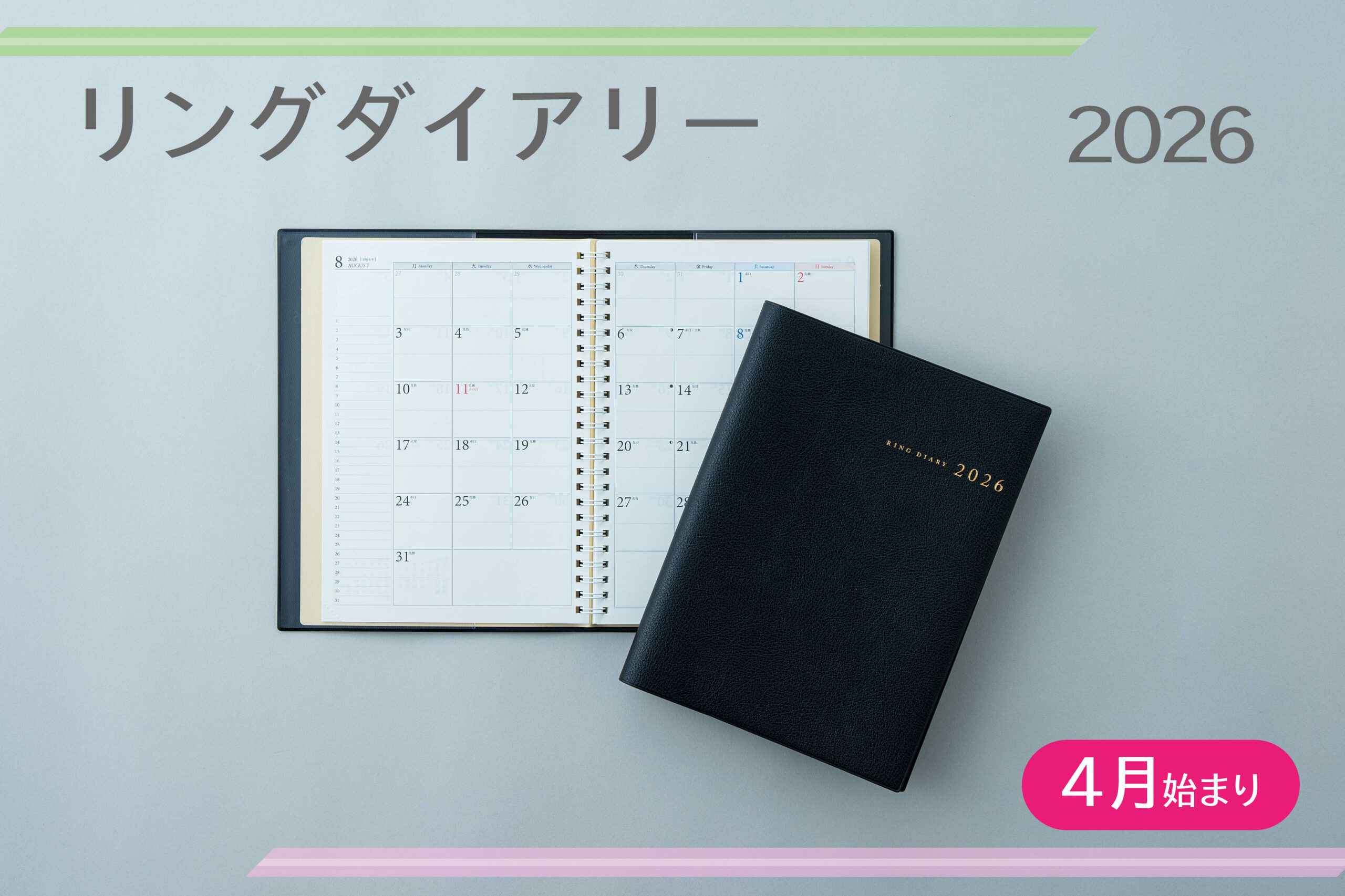 書きやすく機能性に優れたダブルリング式『2026年度版 リング